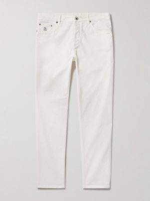 Slim-Fit Straight-Leg Logo-Embroidered Jeans