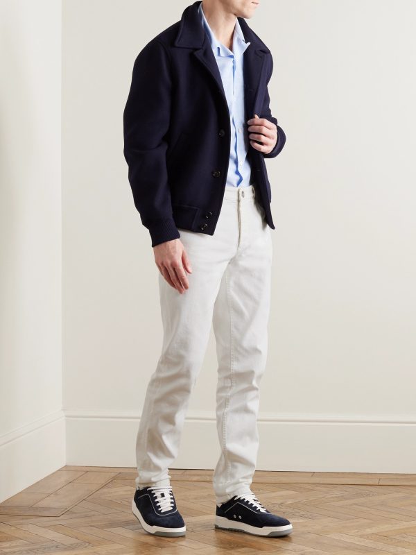 Slim-Fit Straight-Leg Logo-Embroidered Jeans - OU Slim-Fit Straight-Leg Logo-Embroidered Jeans - OU