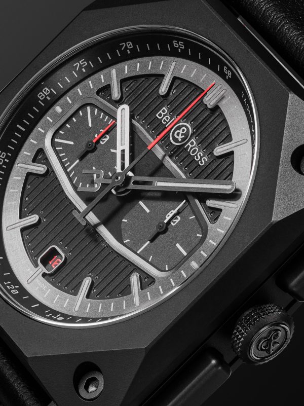 BR 03-94 BLACKTRACK Limited Edition Automatic Chronograph 42mm Ceramic and Leather Watch, Ref. No. BR0394-BTR-CE/SCA - CU BR 03-94 BLACKTRACK Limited Edition Automatic Chronograph 42mm Ceramic and Leather Watch, Ref. No. BR0394-BTR-CE/SCA - CU