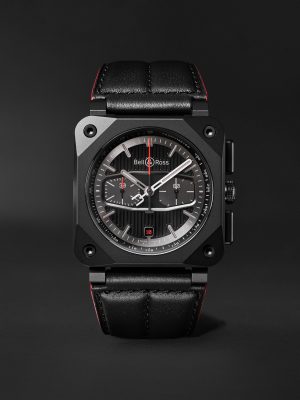 BR 03-94 BLACKTRACK Limited Edition Automatic Chronograph 42mm Ceramic and Leather Watch, Ref. No. BR0394-BTR-CE/SCA