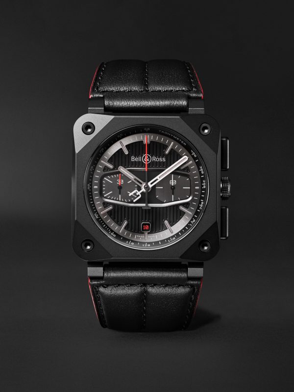 BR 03-94 BLACKTRACK Limited Edition Automatic Chronograph 42mm Ceramic and Leather Watch, Ref. No. BR0394-BTR-CE/SCA BR 03-94 BLACKTRACK Limited Edition Automatic Chronograph 42mm Ceramic and Leather Watch, Ref. No. BR0394-BTR-CE/SCA