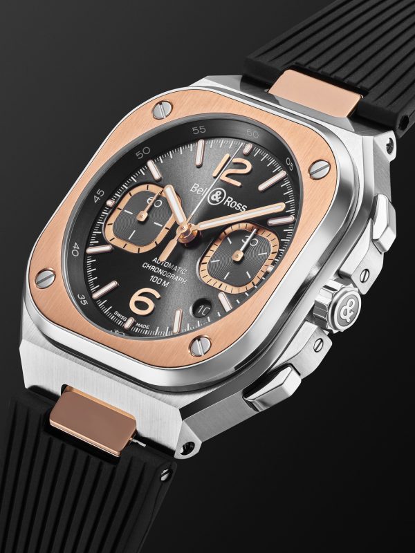 BR 05 Automatic Chronograph 42mm 18-Karat Rose Gold, Stainless Steel and Rubber Watch, Ref. No. BR05C-RTH-STPG/SRB - FR BR 05 Automatic Chronograph 42mm 18-Karat Rose Gold, Stainless Steel and Rubber Watch, Ref. No. BR05C-RTH-STPG/SRB - FR