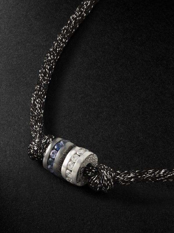 Forte Beads Blackened and White Gold, Sapphire, Diamond and Lurex Necklace - CU Forte Beads Blackened and White Gold, Sapphire, Diamond and Lurex Necklace - CU