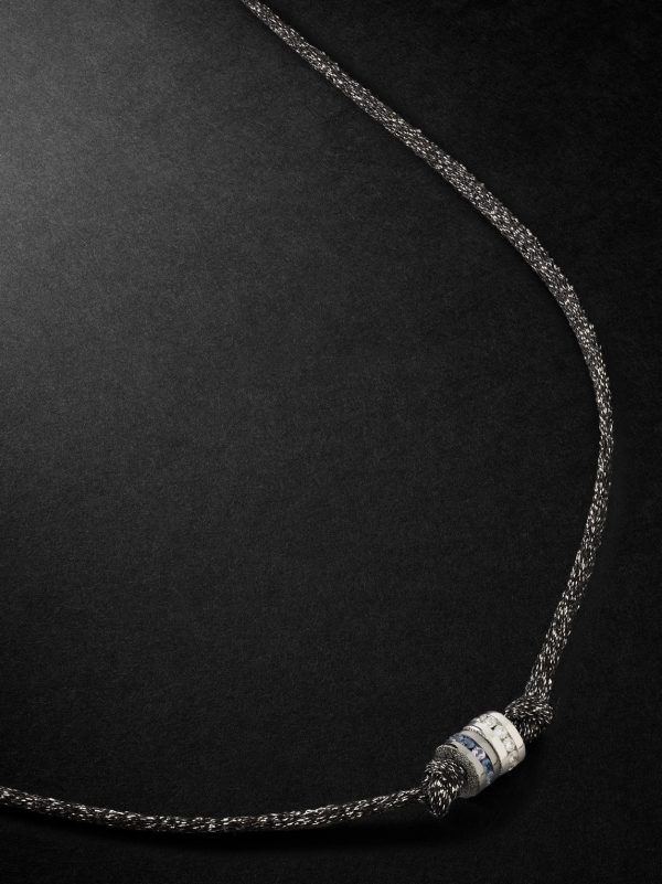 Forte Beads Blackened and White Gold, Sapphire, Diamond and Lurex Necklace Forte Beads Blackened and White Gold, Sapphire, Diamond and Lurex Necklace