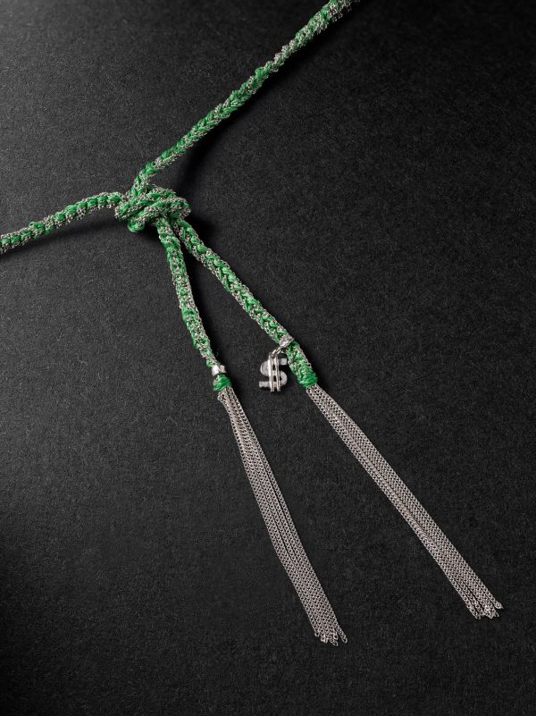 Lucky Money White Gold and Silk Necklace - BK Lucky Money White Gold and Silk Necklace - BK