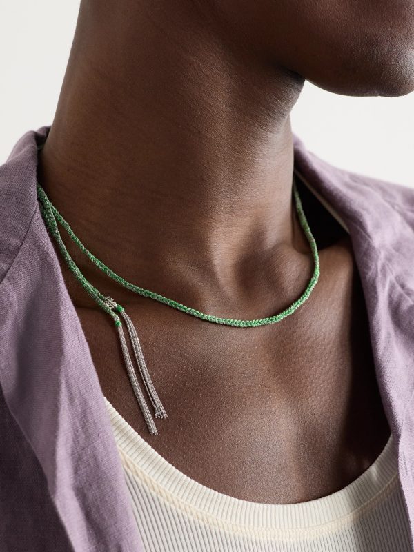 Lucky Money White Gold and Silk Necklace - E2 Lucky Money White Gold and Silk Necklace - E2