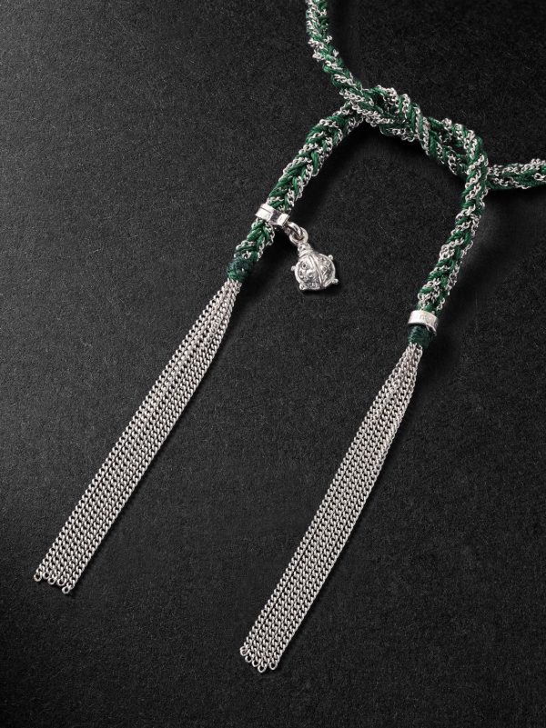 Lucky Fortune White Gold and Silk Bracelet - BK Lucky Fortune White Gold and Silk Bracelet - BK