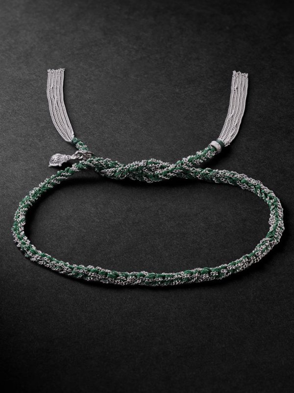 Lucky Fortune White Gold and Silk Bracelet Lucky Fortune White Gold and Silk Bracelet