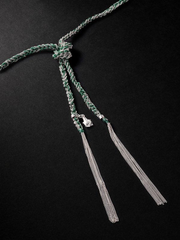 Lucky Fortune White Gold and Silk Necklace - BK Lucky Fortune White Gold and Silk Necklace - BK