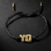 FORTE Beads Florentine Finish Letter Gold and Lurex Cord Bracelet