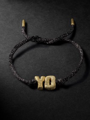 FORTE Beads Florentine Finish Letter Gold and Lurex Cord Bracelet