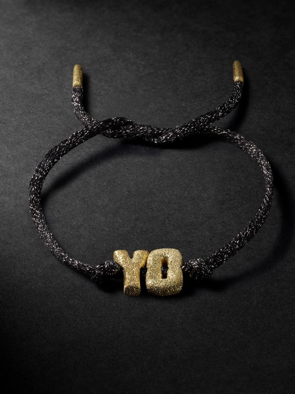 FORTE Beads Florentine Finish Letter Gold and Lurex Cord Bracelet