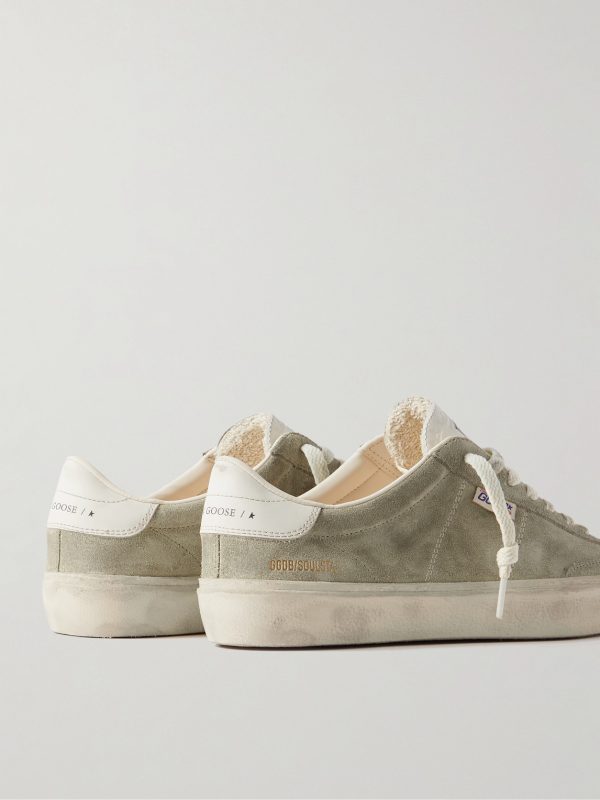Soul-Star Distressed Leather-Trimmed Suede Sneakers - BK Soul-Star Distressed Leather-Trimmed Suede Sneakers - BK