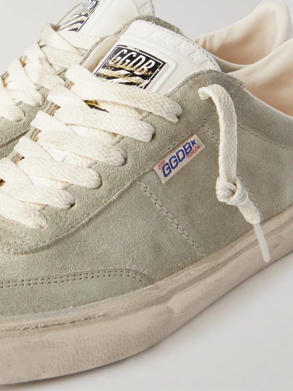 Soul-Star Distressed Leather-Trimmed Suede Sneakers - CU Soul-Star Distressed Leather-Trimmed Suede Sneakers - CU