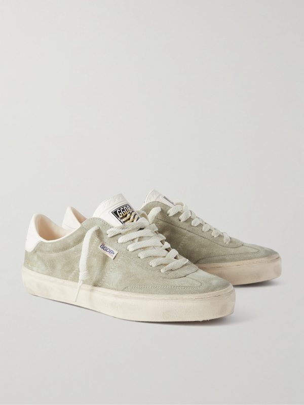 Soul-Star Distressed Leather-Trimmed Suede Sneakers - FR Soul-Star Distressed Leather-Trimmed Suede Sneakers - FR