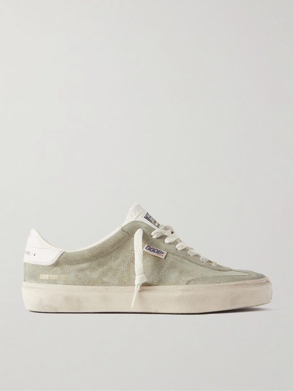 Soul-Star Distressed Leather-Trimmed Suede Sneakers Soul-Star Distressed Leather-Trimmed Suede Sneakers