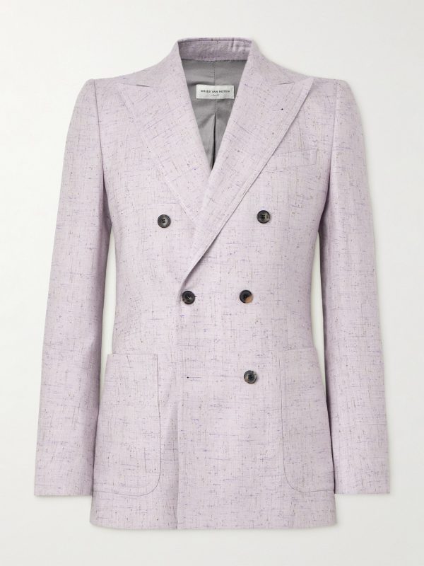 Bruce Slim-Fit Double-Breasted Tweed Suit Jacket