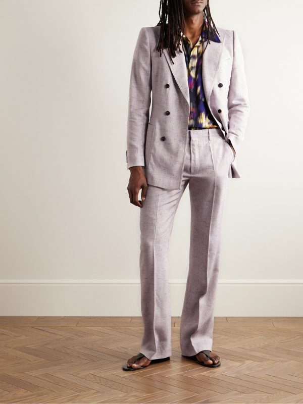 Slim-Fit Flared Tweed Suit Trousers - OU Slim-Fit Flared Tweed Suit Trousers - OU