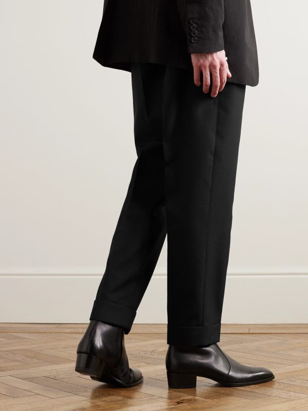 Straight-Leg Grain de Poudre Wool Trousers - BK