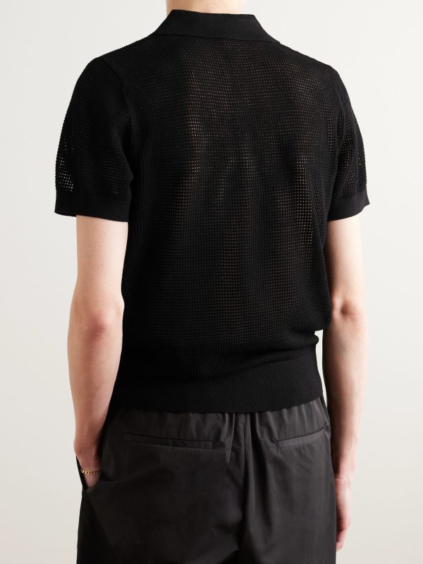Pointelle-Knit Polo Shirt - BK