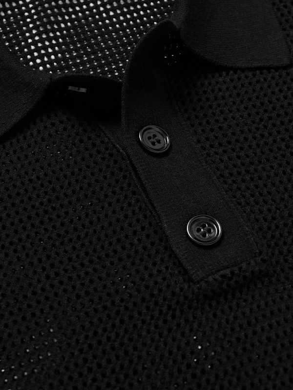 Pointelle-Knit Polo Shirt - CU