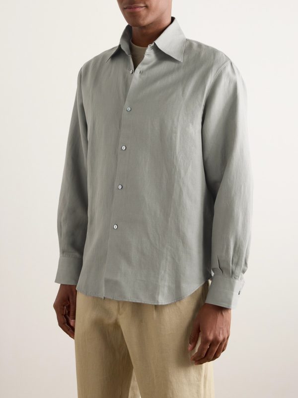 Spread-Collar Cotton and Linen-Blend Shirt - FR Spread-Collar Cotton and Linen-Blend Shirt - FR
