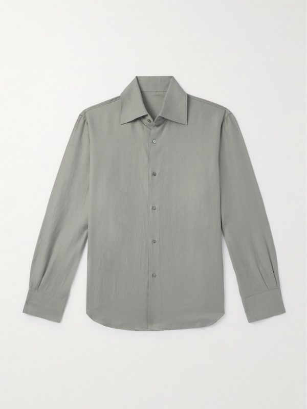 Spread-Collar Cotton and Linen-Blend Shirt Spread-Collar Cotton and Linen-Blend Shirt