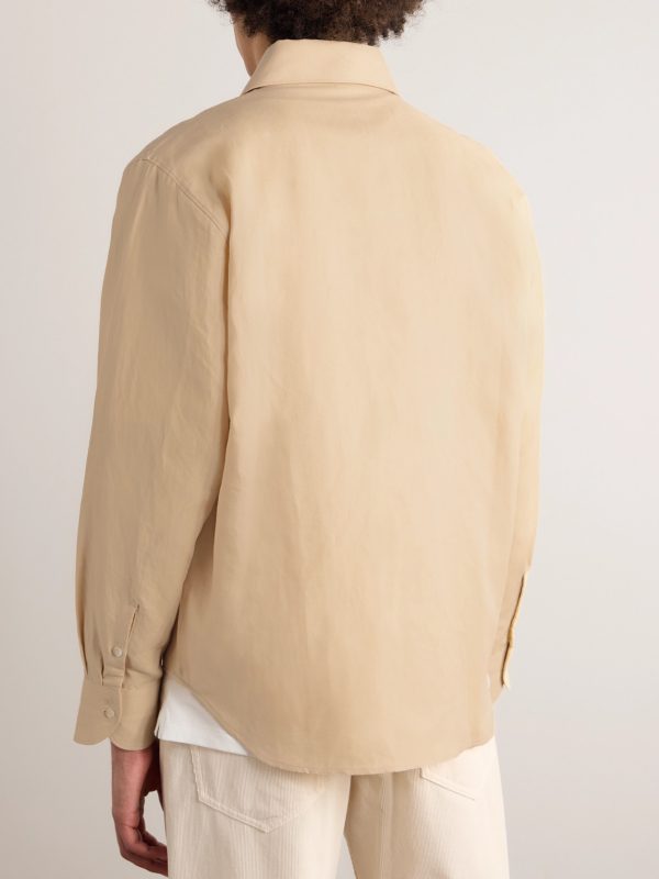 Spread-Collar Cotton and Linen-Blend Shirt - BK Spread-Collar Cotton and Linen-Blend Shirt - BK