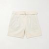 Wide-Leg Belted Pleated Linen Shorts Wide-Leg Belted Pleated Linen Shorts