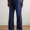 Straight-Leg Linen-Twill Drawstring Trousers - BK