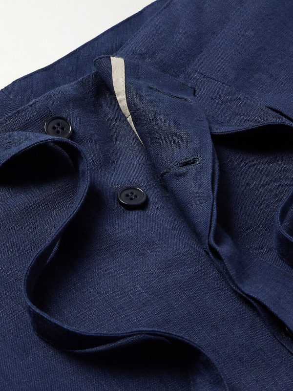 Straight-Leg Linen-Twill Drawstring Trousers - E1