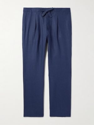 Straight-Leg Linen-Twill Drawstring Trousers Straight-Leg Linen-Twill Drawstring Trousers