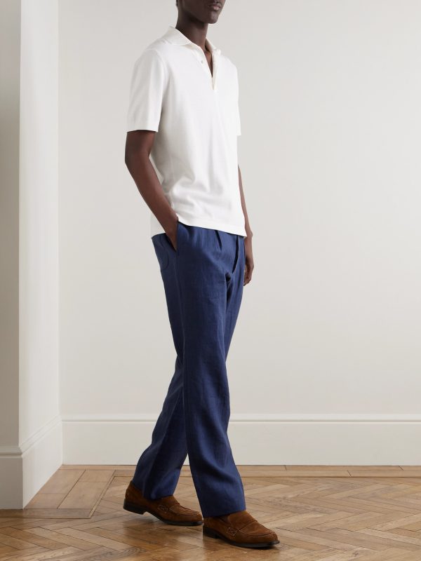 Straight-Leg Linen-Twill Drawstring Trousers - OU