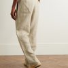 Straight-Leg Linen-Twill Drawstring Trousers - BK Straight-Leg Linen-Twill Drawstring Trousers - BK
