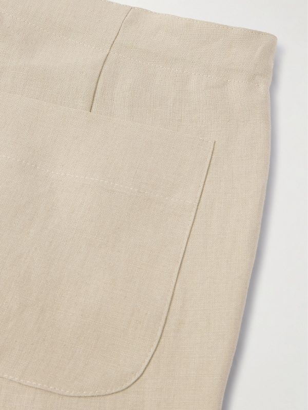 Straight-Leg Linen-Twill Drawstring Trousers - CU Straight-Leg Linen-Twill Drawstring Trousers - CU