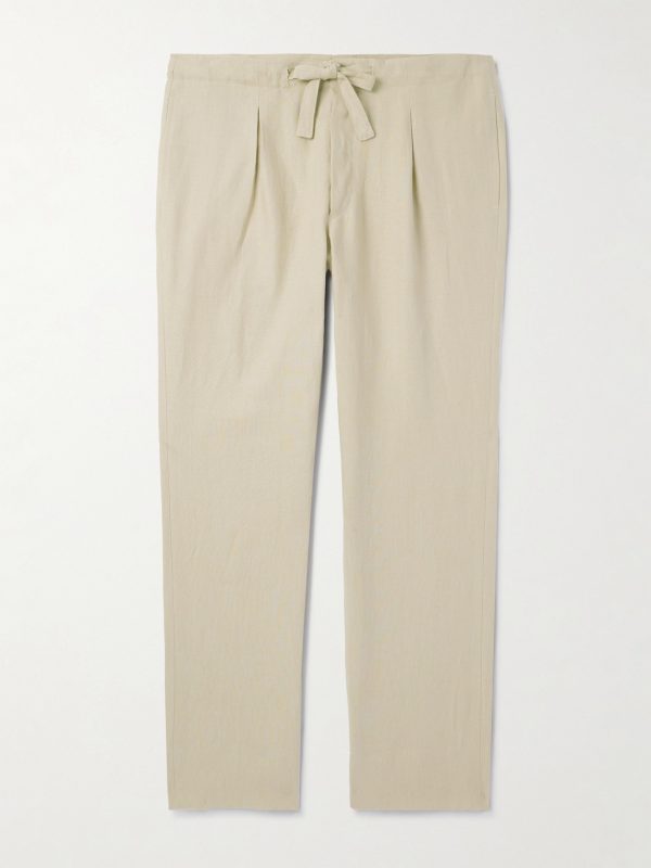 Straight-Leg Linen-Twill Drawstring Trousers Straight-Leg Linen-Twill Drawstring Trousers