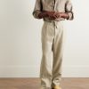 Straight-Leg Linen-Twill Drawstring Trousers - OU Straight-Leg Linen-Twill Drawstring Trousers - OU