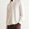 Spread-Collar Cotton and Silk-Blend Piqué Shirt - FR