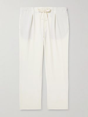 Straight-Leg Pleated Wool-Seersucker Drawstring Trousers Straight-Leg Pleated Wool-Seersucker Drawstring Trousers