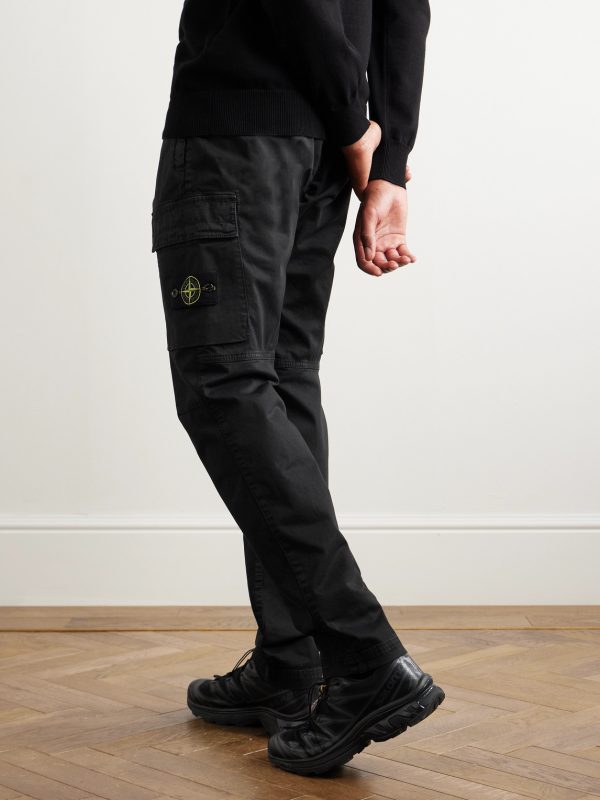 Tapered Stretch-Cotton Cargo Trousers - BK Tapered Stretch-Cotton Cargo Trousers - BK