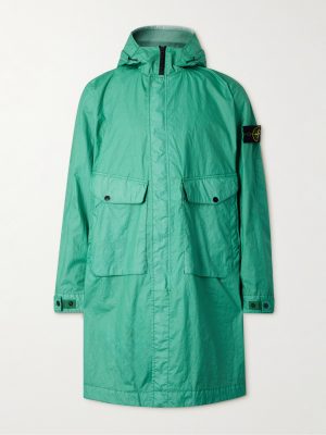 Logo-Appliquéd Garment-Dyed Membrana 3L TC Hooded Parka