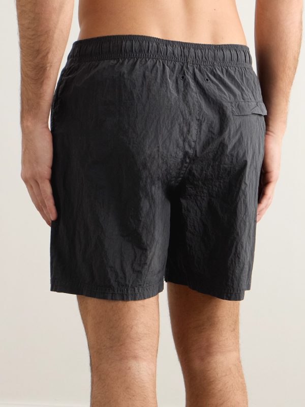 Straight-Leg Mid-Length Logo-Appliquéd Nylon Metal Swim Shorts - BK Straight-Leg Mid-Length Logo-Appliquéd Nylon Metal Swim Shorts - BK