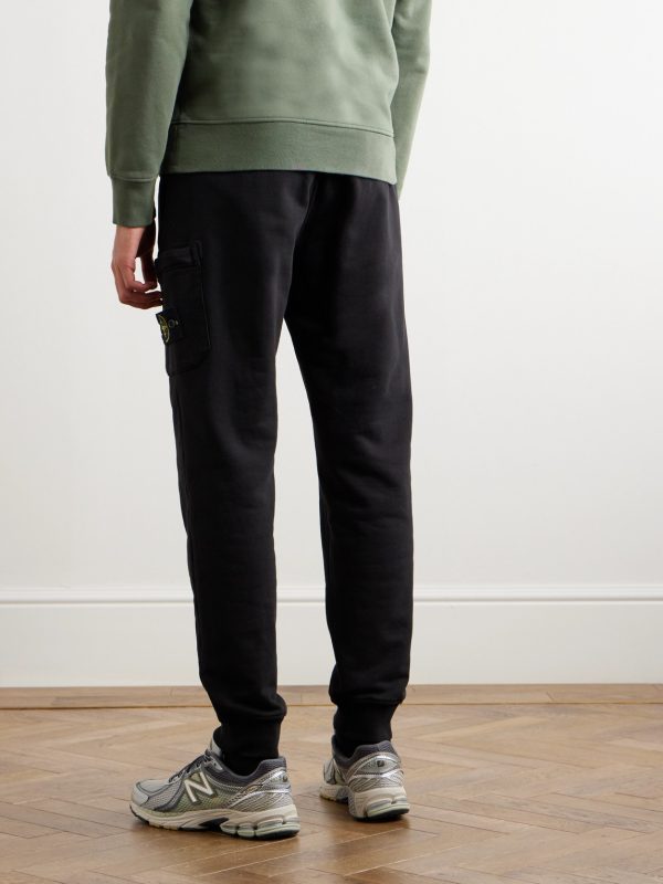 Tapered Logo-Appliquéd Garment-Dyed Cotton-Jersey Sweatpants - BK Tapered Logo-Appliquéd Garment-Dyed Cotton-Jersey Sweatpants - BK