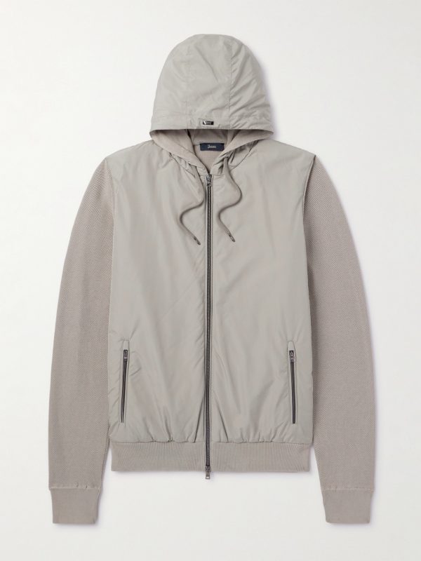 Waffle-Knit Cotton and Shell Hooded Jacket Waffle-Knit Cotton and Shell Hooded Jacket