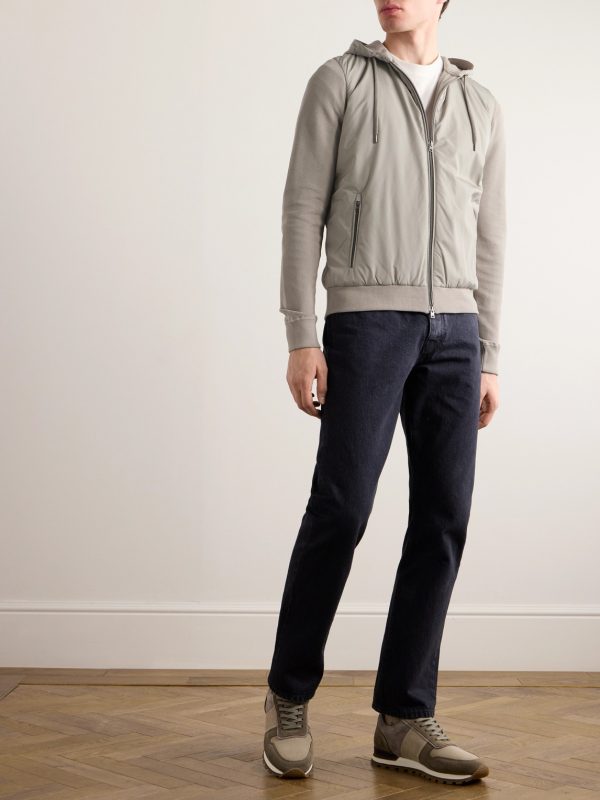 Waffle-Knit Cotton and Shell Hooded Jacket - OU Waffle-Knit Cotton and Shell Hooded Jacket - OU