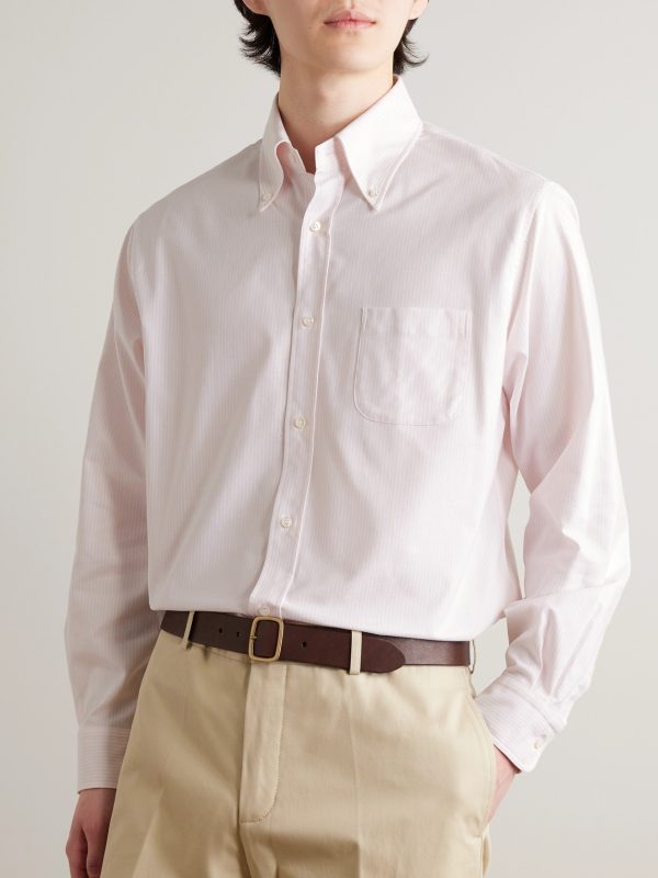Button-Down Collar Striped Cotton Oxford Shirt - FR Button-Down Collar Striped Cotton Oxford Shirt - FR