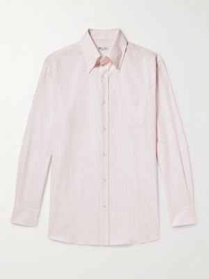 Button-Down Collar Striped Cotton Oxford Shirt