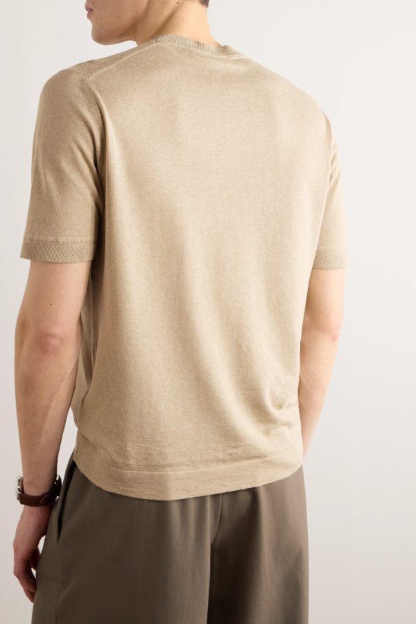 Silk and Linen-Blend T-Shirt - BK