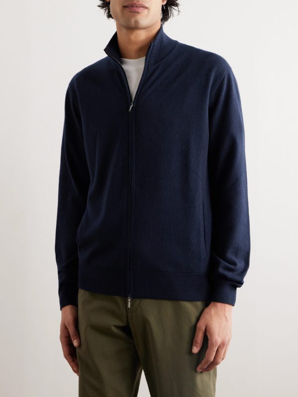 Ribbed Cashmere Zip-Up Sweater - FR Ribbed Cashmere Zip-Up Sweater - FR