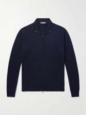 Ribbed Cashmere Zip-Up Sweater